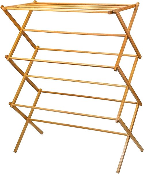 HOME IT Wooden Clothes Drying Rack - Collapsible Bamboo Laundry Rack for Efficient Drying - Heavy Duty & Pre-Assembled