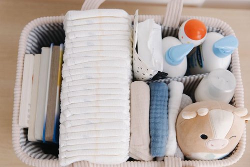 Itsy Bitsy Tot Diaper Caddy Organizer - Baby Pink Curdoroy Baby Storage Bin for Nursery & Car | Baby Shower Basket & registry Essential