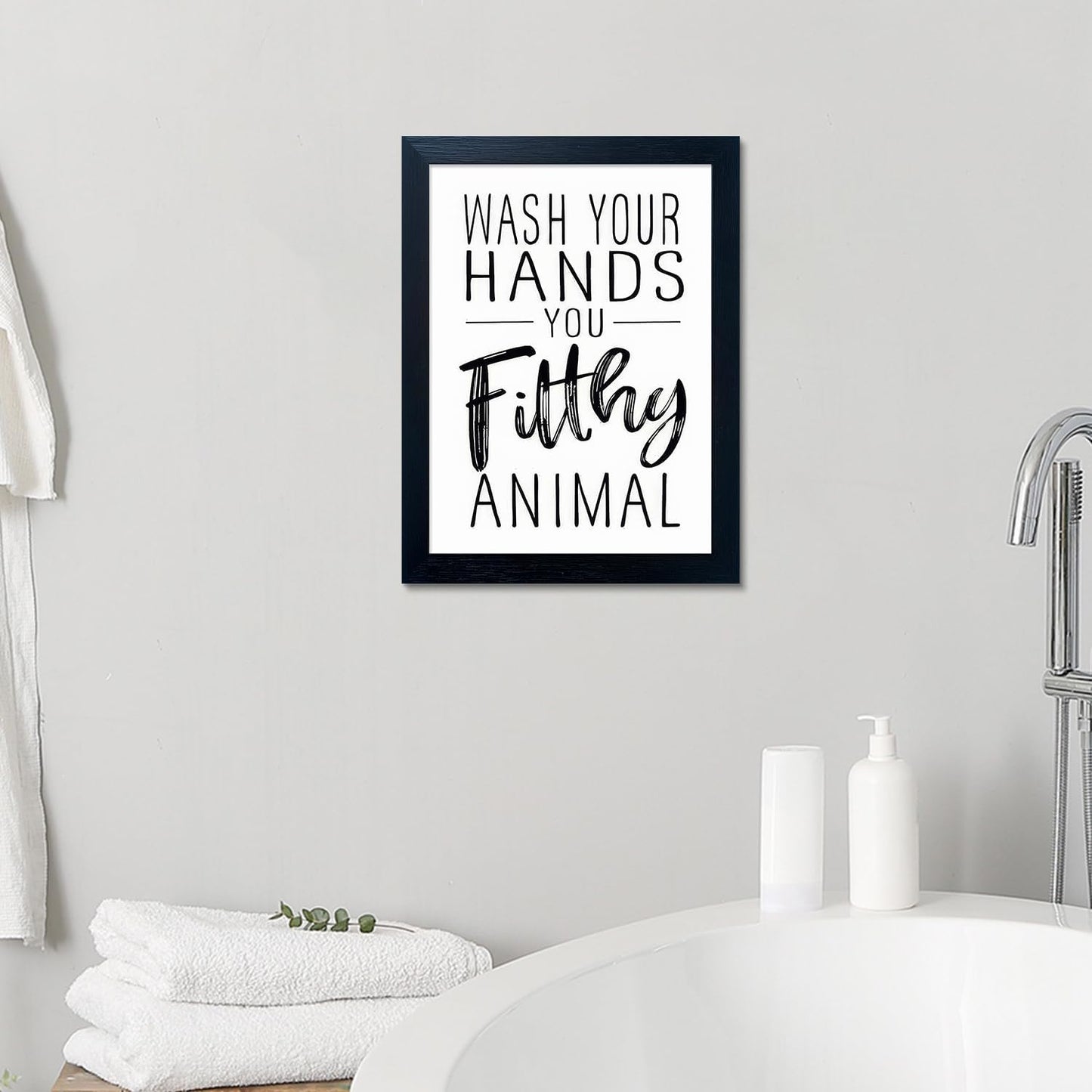 Regine Switzerland Bathroom Decor Wall Art - Black & White Framed Prints for Guest Toilets