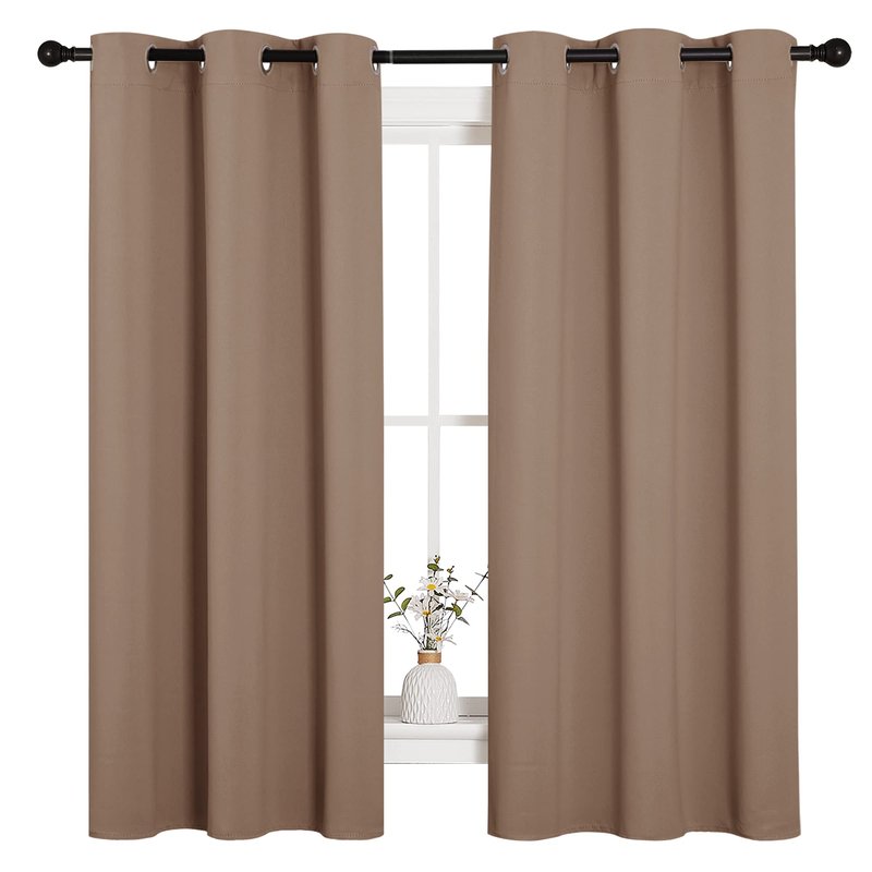 NICETOWN Window Treatment Thermal Insulated Solid Grommet Blackout Curtains/Drapes for Bedroom (Set of 2 Panels, 42 by 63 Inch, Cappuccino)