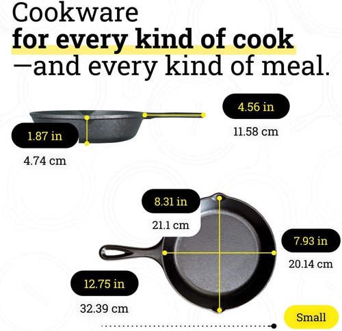 Lodge Seasoned Cast Iron Skillet Set - PFAS-Free Non-Toxic Cookware - Naturally Non-Stick | 8, 10.25 & 12 Inches