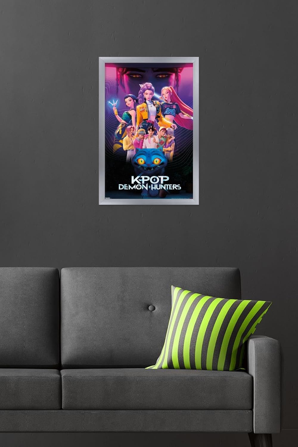 Netflix KPop Demon Hunters Wall Poster - Silver Framed, 22.4”L x 14.7”W - Perfect for Fans