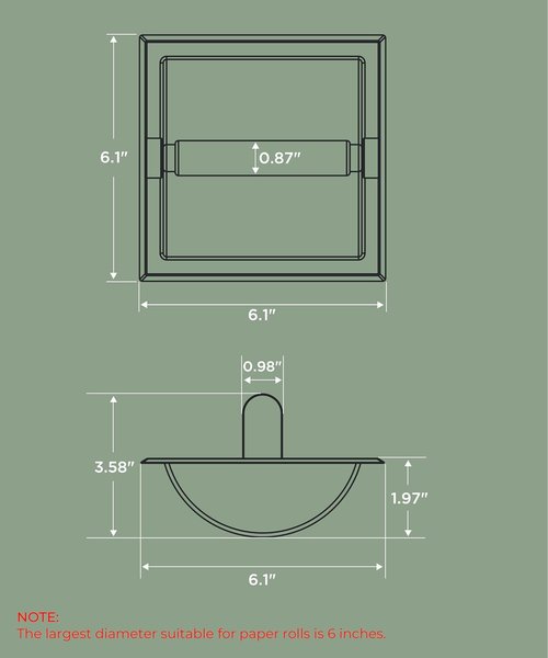 FORIOUS Stainless Steel Recessed Toilet Paper Holder - Space-Saving Wall Mount Design, Matte Black