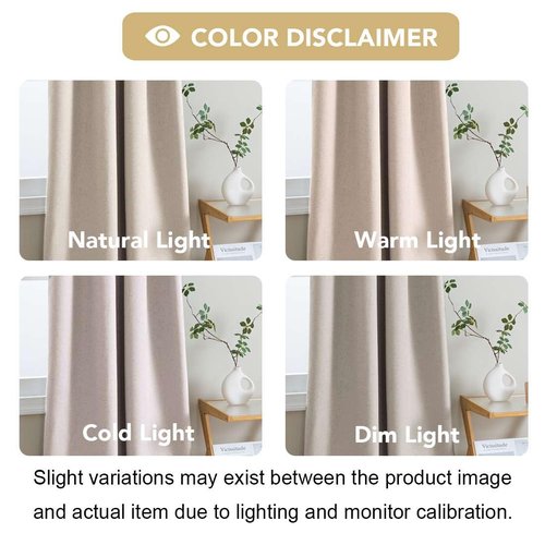 H.VERSAILTEX Linen Look 100% Blackout Curtains 84 Inches Long for Bedroom Full Light Blocking Rod Pocket Linen Textured Thick Window Curtain Drapes with White Backing, Natural, 2 Panels