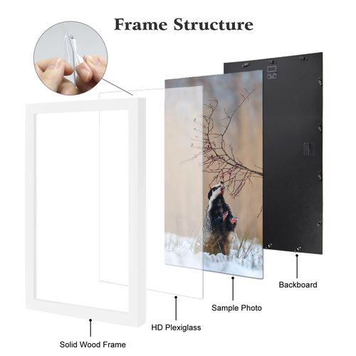 ARTWIND 20x30 Poster Frame 2 Pack, White Solid Wood Photo Picture Frame for Horizontal or Vertical Wall Mounting, Hanging Hardware Included