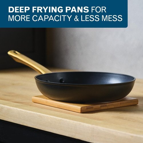 Farberware Forged Induction Ceramic Nonstick Cookware Set - 12 Piece Kitchen Essentials | Black & Gold, Dishwasher Safe