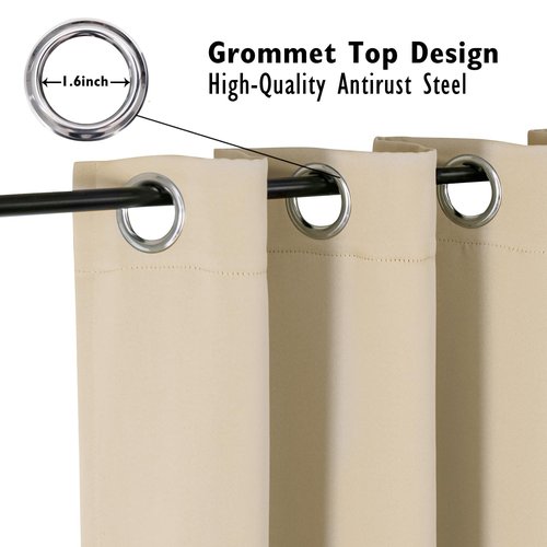 ChrisDowa Blackout Curtains 63 inches Long for Bedroom - 2 Panels Set Grommet Thermal Insulated Room Darkening Curtains for Living Room (Biscotti Beige, 42 x 63 Inch)