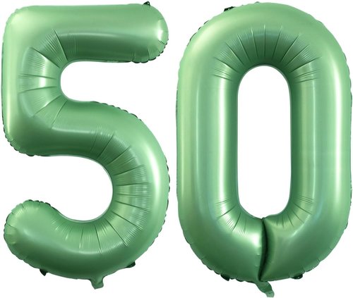 GOER Jumbo 42-Inch Foil Balloons - 50th Birthday Party Decorations in Sage Green