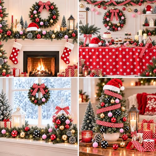 27Pcs Christmas Tree Decoration Set with Polka Dot Ornaments and Tree Skirt