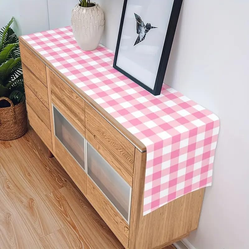 Pink Buffalo Plaid Table Runner - Light Pink, 13x72 Inch, Seasonal Valentine's Day & Spring Decor