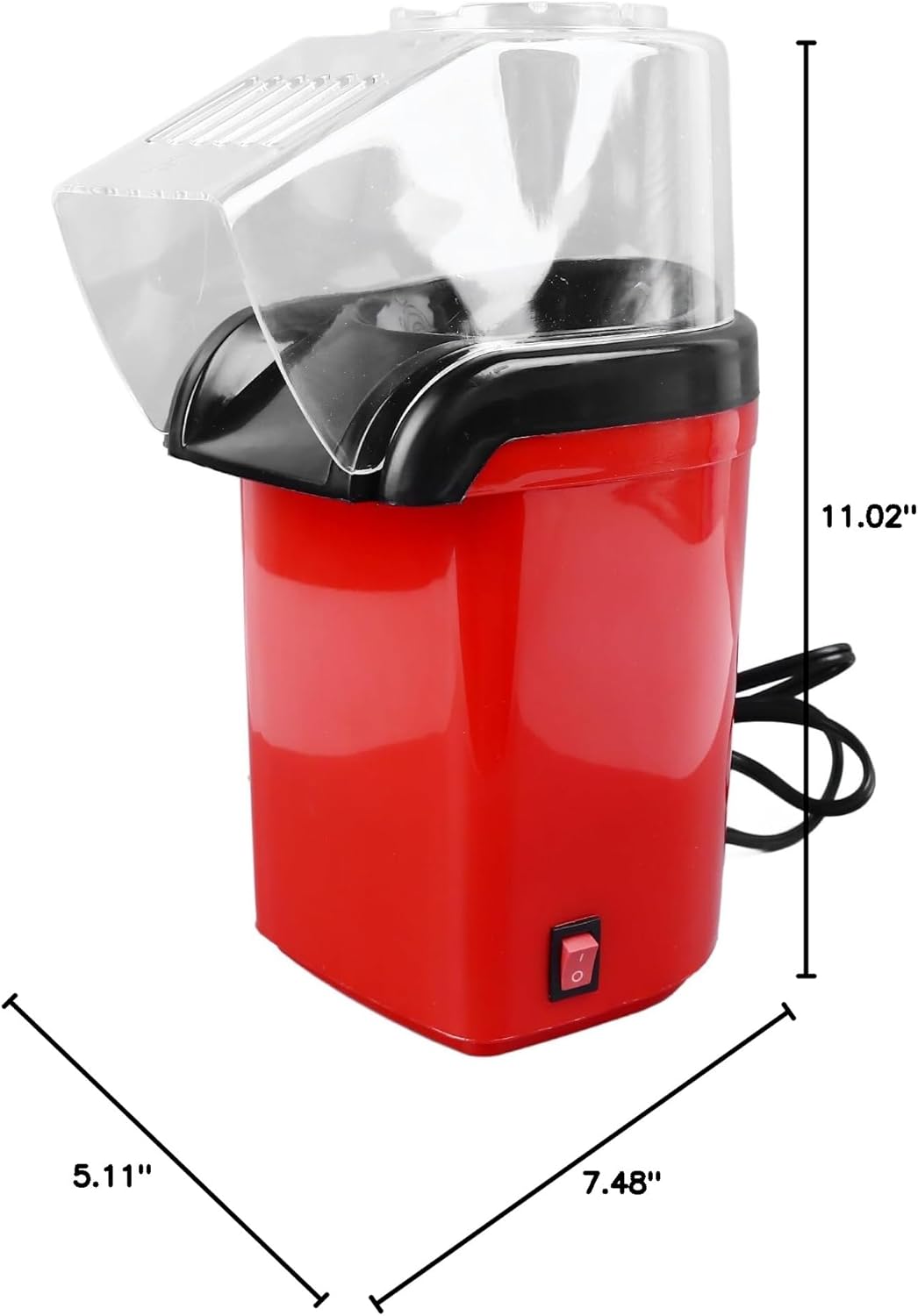 Skiennix Electric Popcorn Maker - Quick & Efficient Hot Air Popper for Movie Nights | Detachable Design