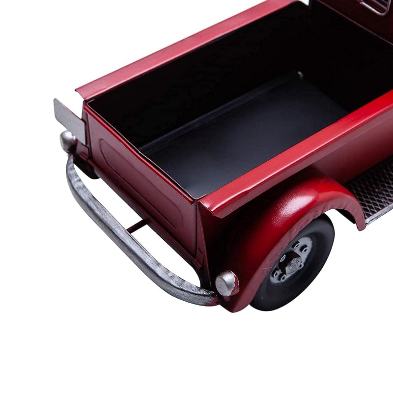 12'' Iron Red Classic Truck Figurine - Desk Decor, Wine Holder & Christmas Centerpiece (Variation: Red+12'')