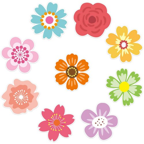 Ceiba Tree 54 Pcs Flower Cutouts Summer Flowers Bulletin Board Decorations Spring Cut-Outs for Party Home Classroom Back to School Decor