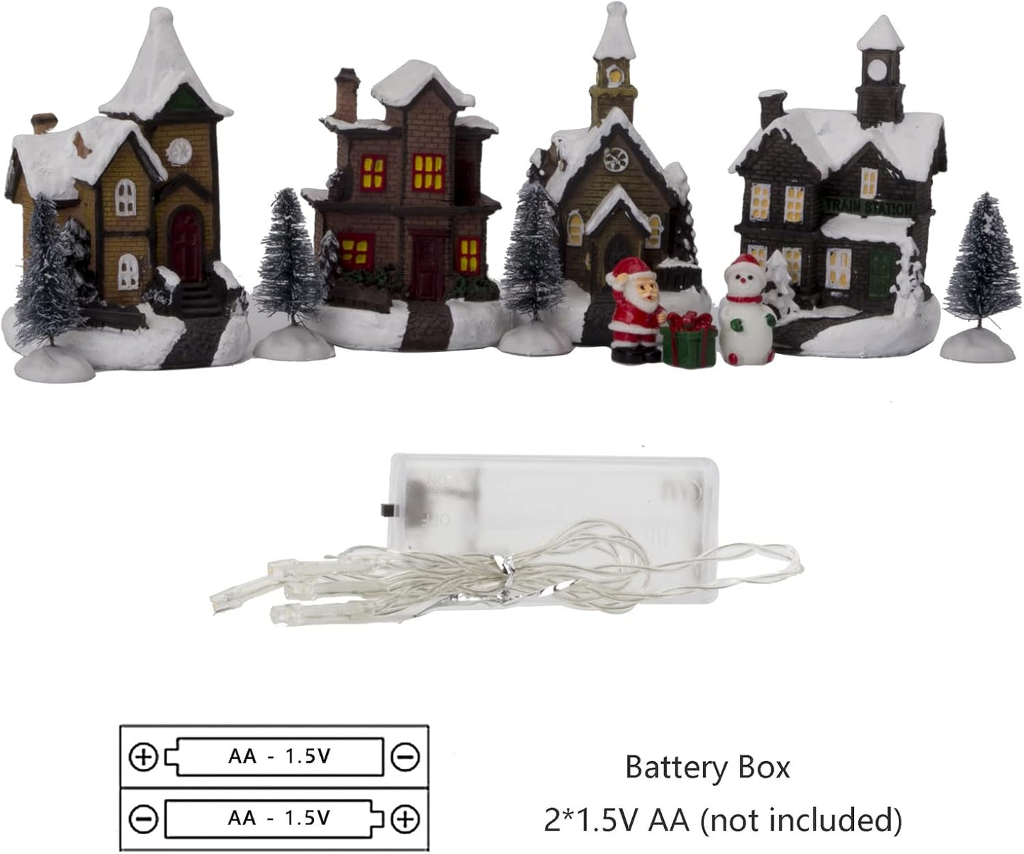 Regine Switzerland 11 PCS Christmas Village Set - Lighted Figurines for Festive Home Decor | Xmas Theme Collectibles