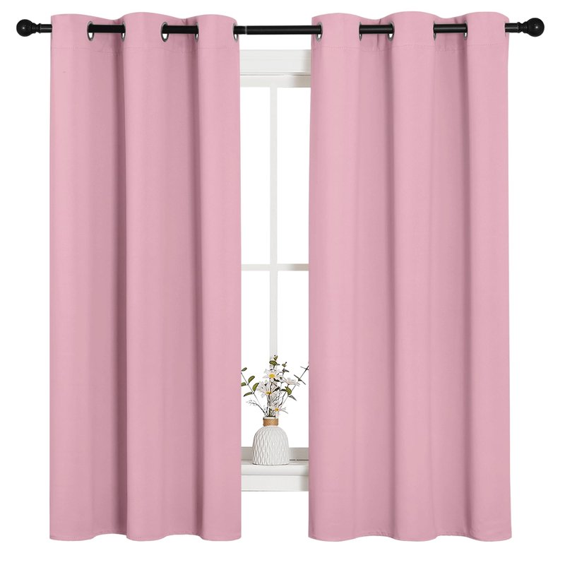 NICETOWN Room Darkening Curtains 63" Long Set of 2 for Bedroom, Rouge Pink Nursery Essential Thermal Insulated Solid Grommet Top Blackout Curtains/Drapes (1 Pair, 42 inches Wide)