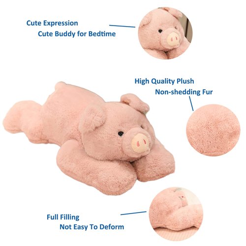 Doireum Weighted Pig Stuffed Animal, 6.2 lbs Plush Toy Throw Pillow, 29.5 Inch - Gifts for Boys and Girls