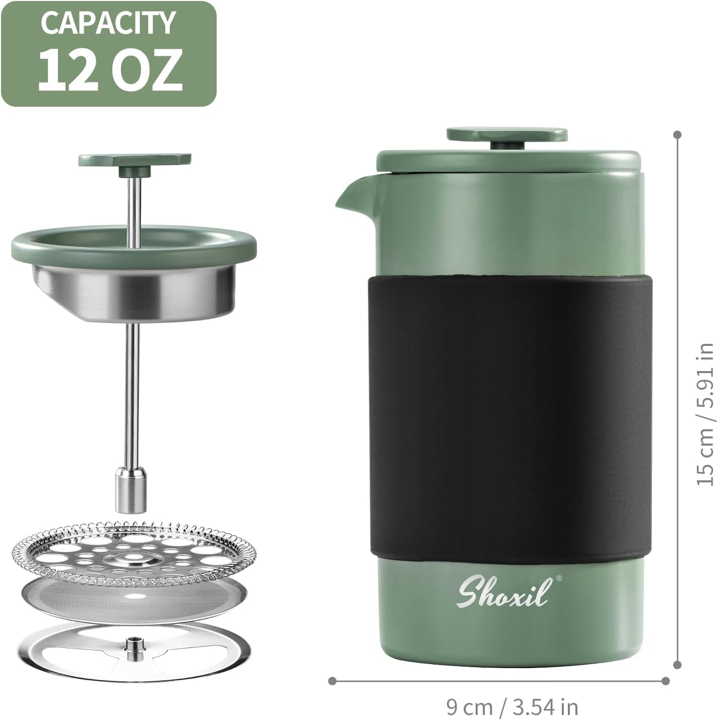 Skiennix French Press - 350ml Stainless Steel Coffee Maker | Portable 2-Cup Cafetiere for Ground Coffee
