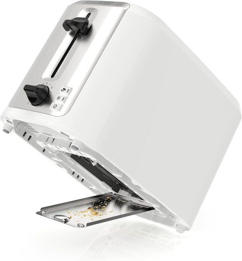 BLACK+DECKER 2-Slice Toaster - Extra-Wide Slots, 7 Shade Settings & Removable Crumb Tray | Off-White