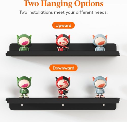 Lifewit Floating Shelves - 15" Acrylic Wall Organizer for Perfume & Makeup | 6 Pack, Black