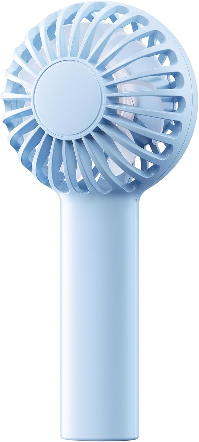 Sweetfull Mini Portable Fan - Rechargeable Handheld Fan with 3 Speeds | Cute Light Blue Design for Travel & Makeup