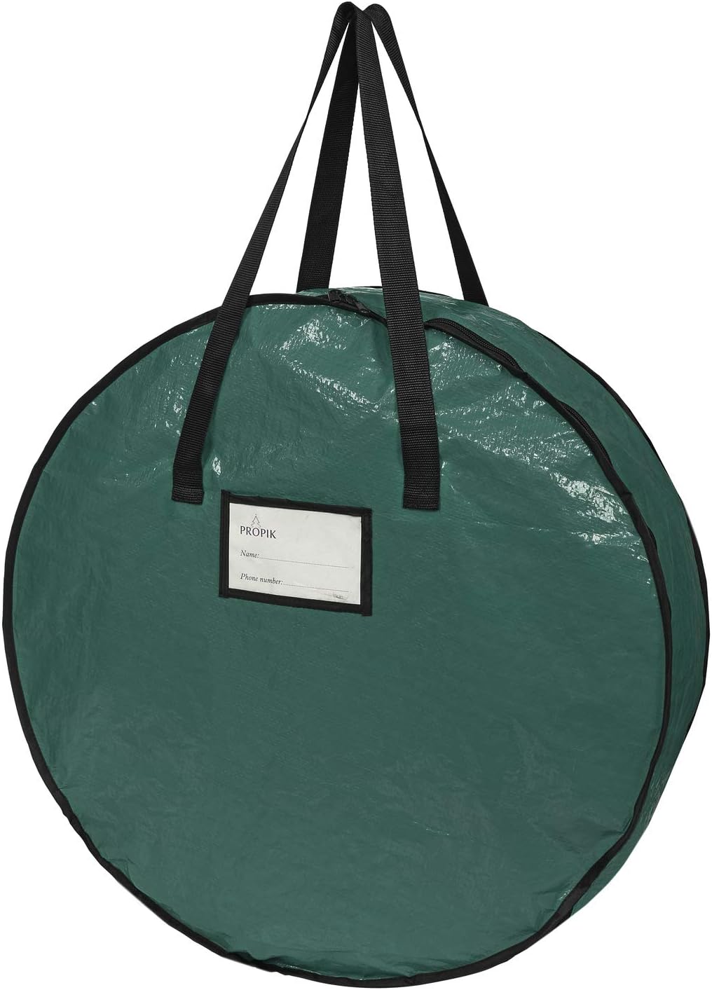 ProPik Christmas Wreath Storage Bag - Heavy-Duty Tear Resistant Material - 30” X 8” - Green with Transparent Card Slot