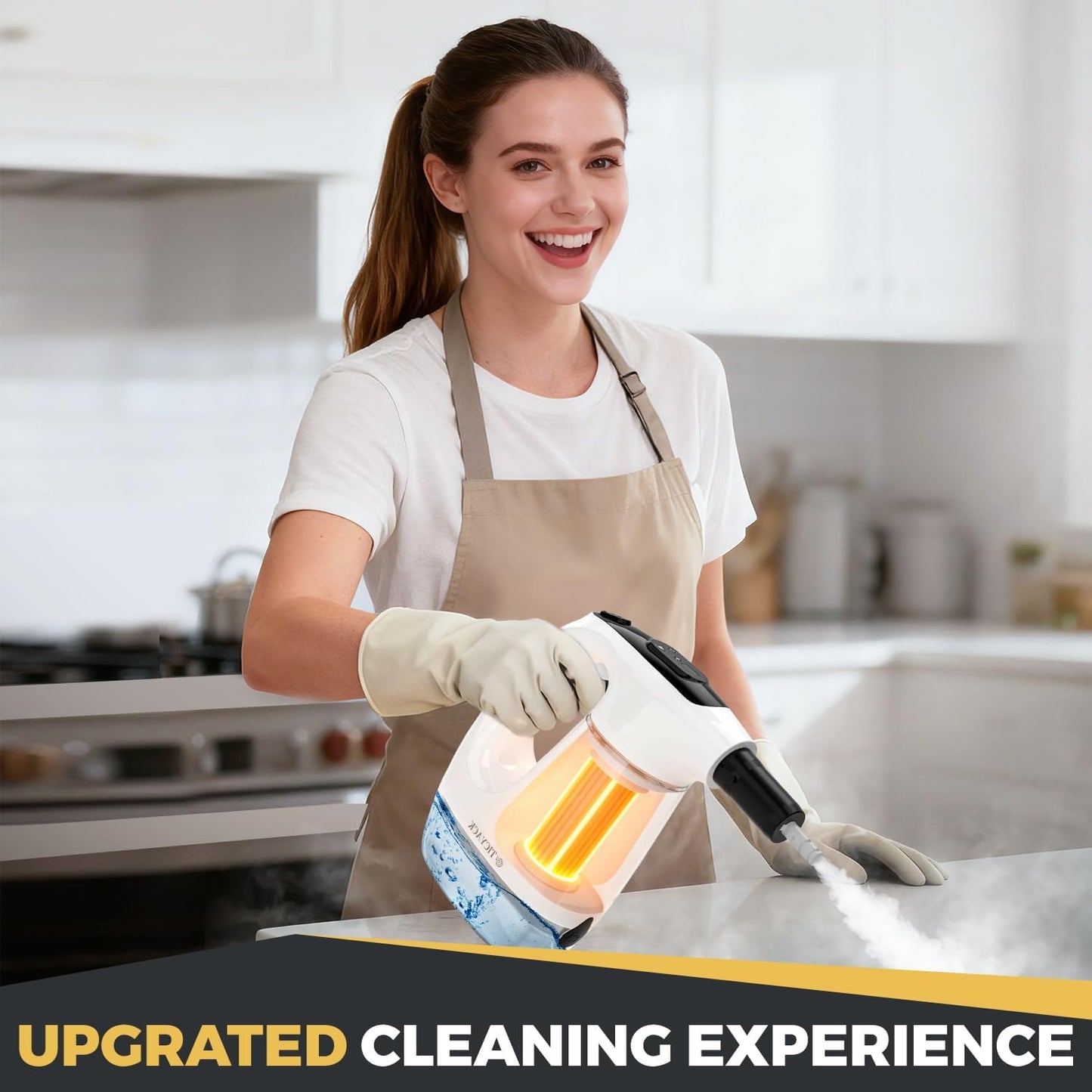 TICYACK Handheld Steam Cleaner, 15S Rapid Heating, 3 Adjustable Modes, 14 Cleaning Kits, Steam Cleaner for Home, Kitchen, Bathroom, Car(White)