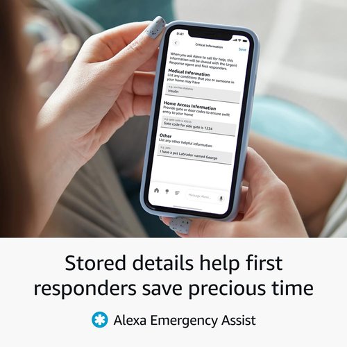 Echo Spot (newest model), Ocean Blue, bundle with Alexa Emergency Assist (monthly auto-renewal subscription)