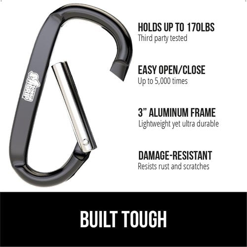 GORILLA GRIP WeatherMax Doormat - Heavy Duty 17x29 Inch Gray Diamond | Includes 3 Pack Black Carabiner Clips
