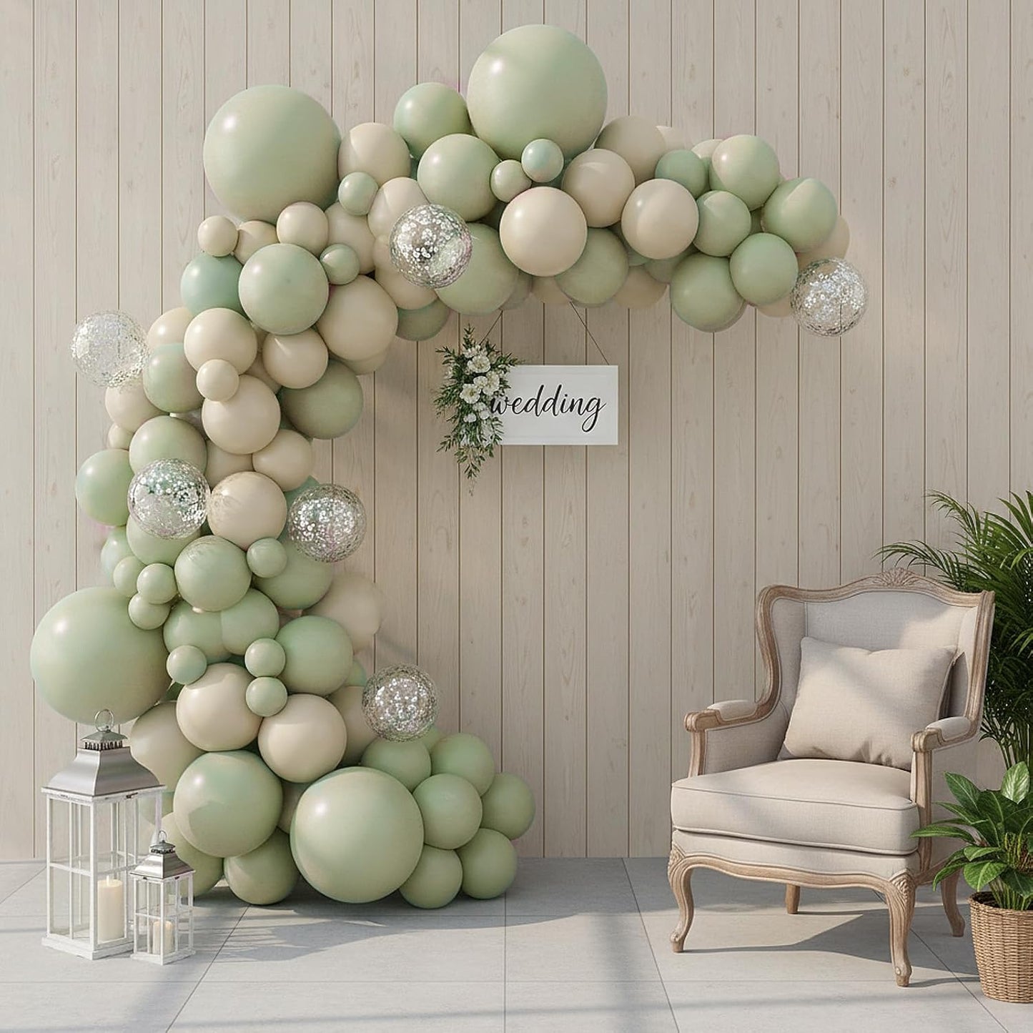 RUBFAC Dusty Green Balloons - 129-Piece Latex Garland Kit for Boho Wedding & Safari Party Decor | 5-12 Inch
