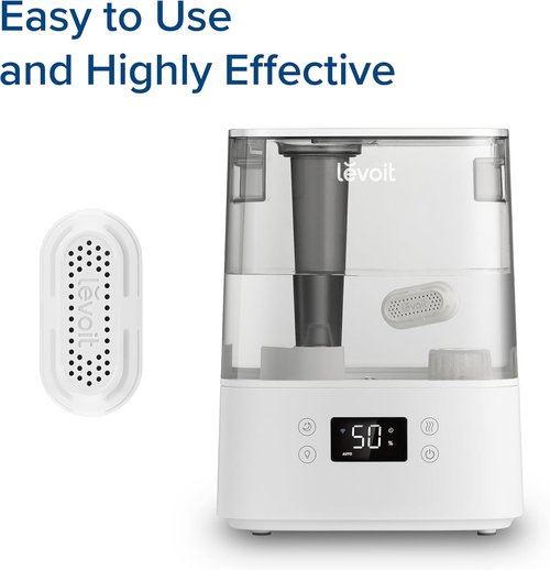 LEVOIT 3-Pack Humidifier Demineralization Cartridge, Compatible with All LEVOIT Top Fill Humidifiers, Calcium and Magnesium Ion Softening, Ultrasonic Welding Design, APP Reminder, White