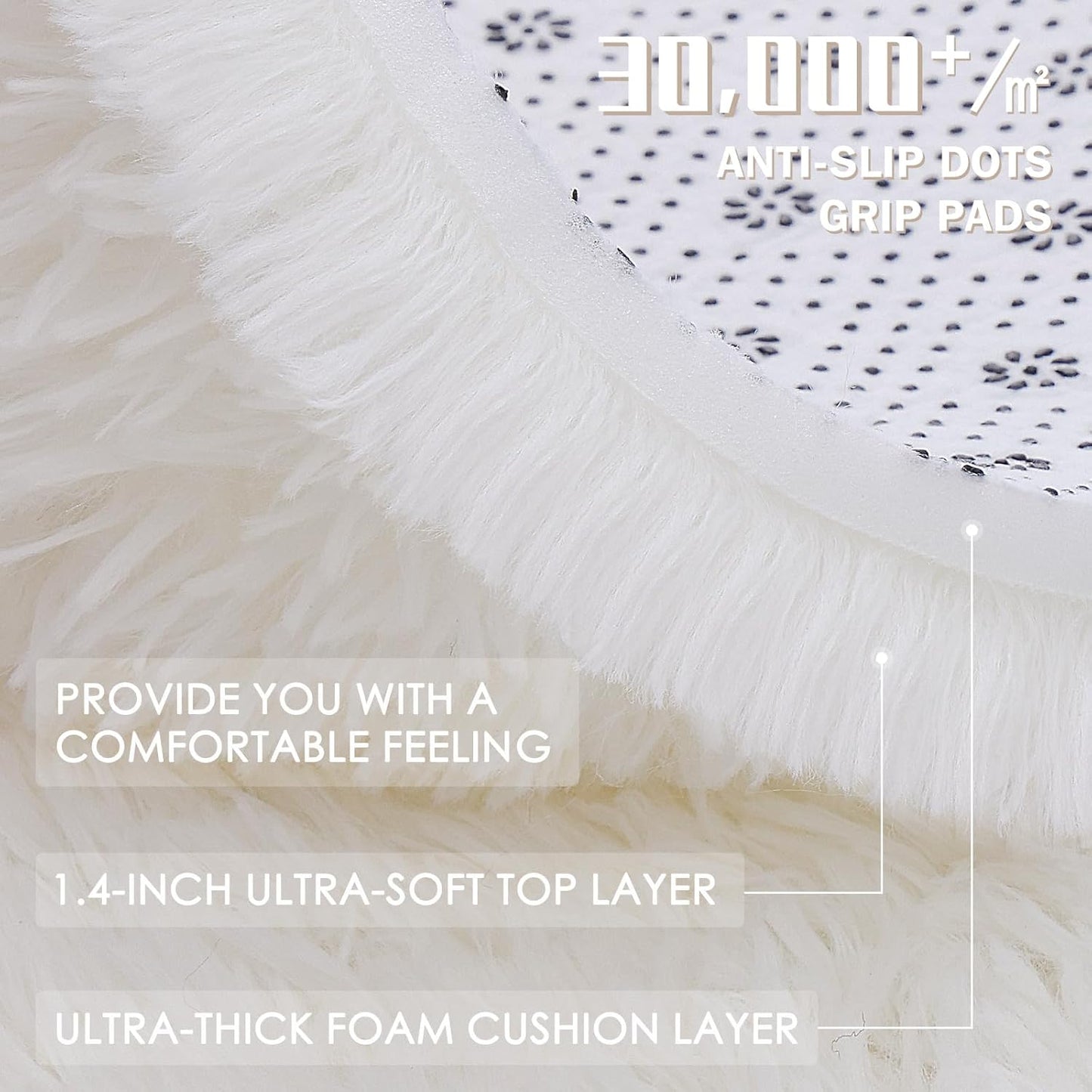 OLANLY Area Rugs - Soft Fluffy Shaggy Indoor Carpet for Living Room & Bedroom | Ivory 4x11