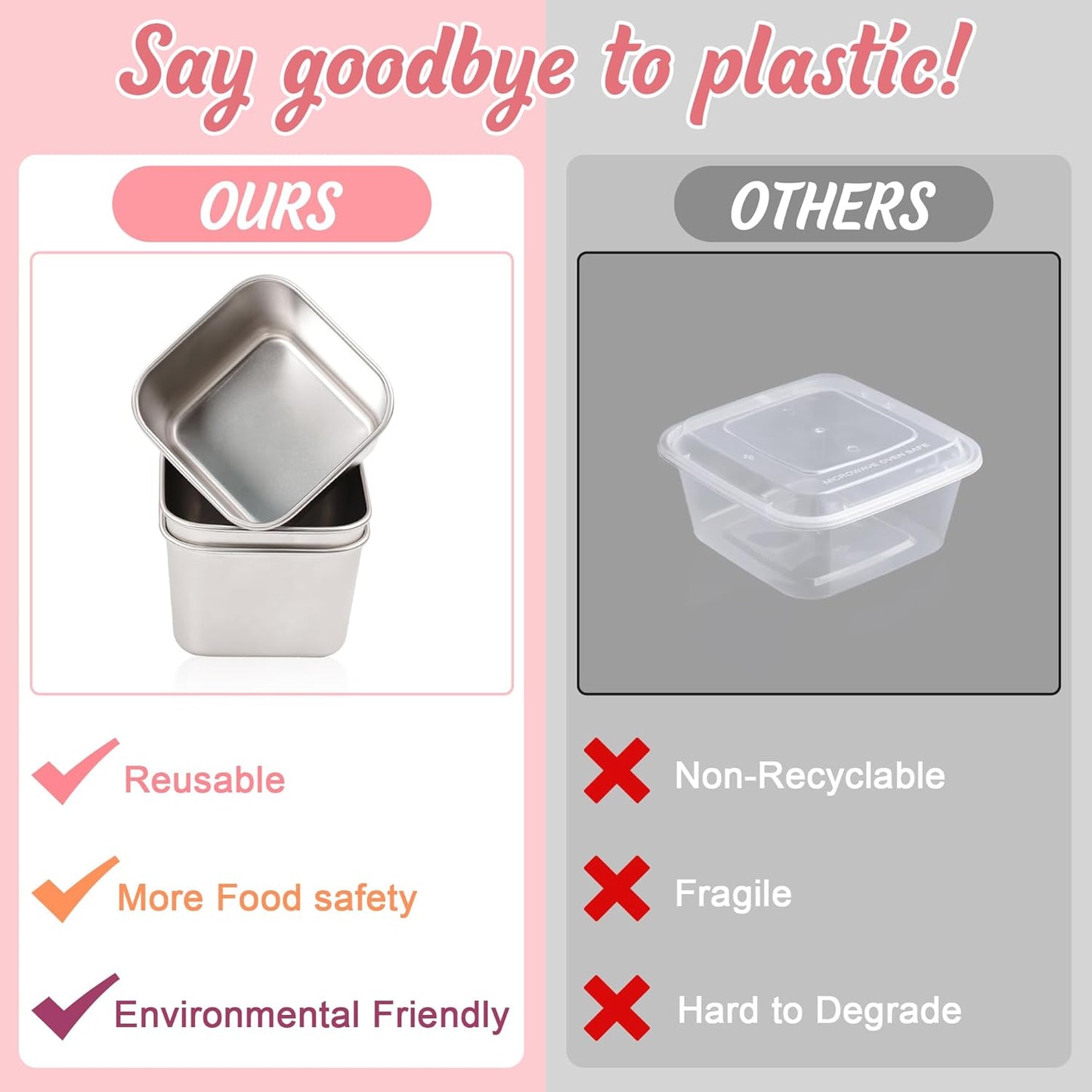 Qukaka Stainless Steel Snack Containers - Leak-Proof & Easy Open - 7.2oz, 3-Pack for Kids' Lunches