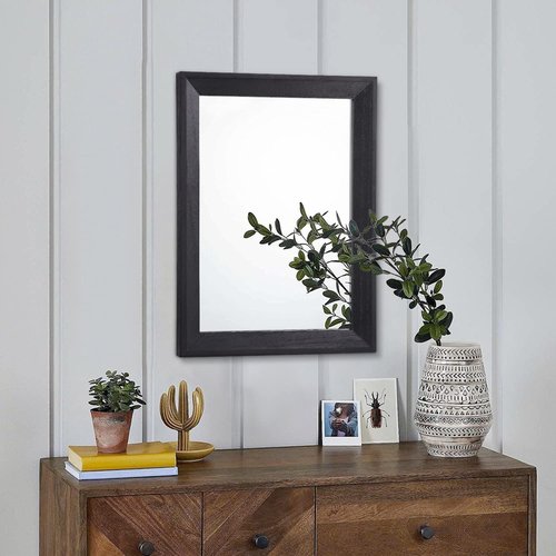 AAZZKANG Wall Mirror Black Rectangle Mirrors for Wall with Wood Framed Decorative for Bedroom Bathroom Living Room Farmhouse Entryway Hanging Small