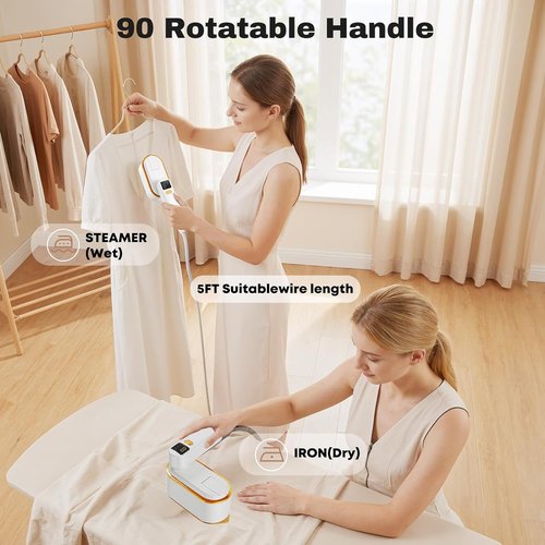 Droyek Portable Travel Steamer - 1200W 2-in-1 Iron & Steamer | Fast Heat in 10s, 150ml Tank, LED Display