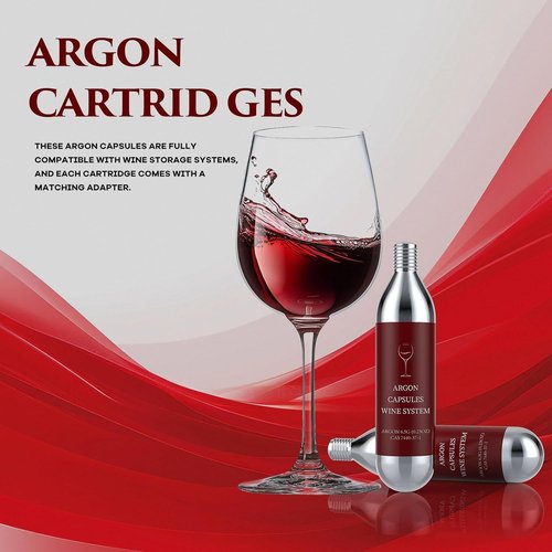 6 Pack Argon Gas Capsules Compatible with Wine Preservation Systems,Plastic, Cyclindrical Bottle Stopper for Wine Preservation,Silver