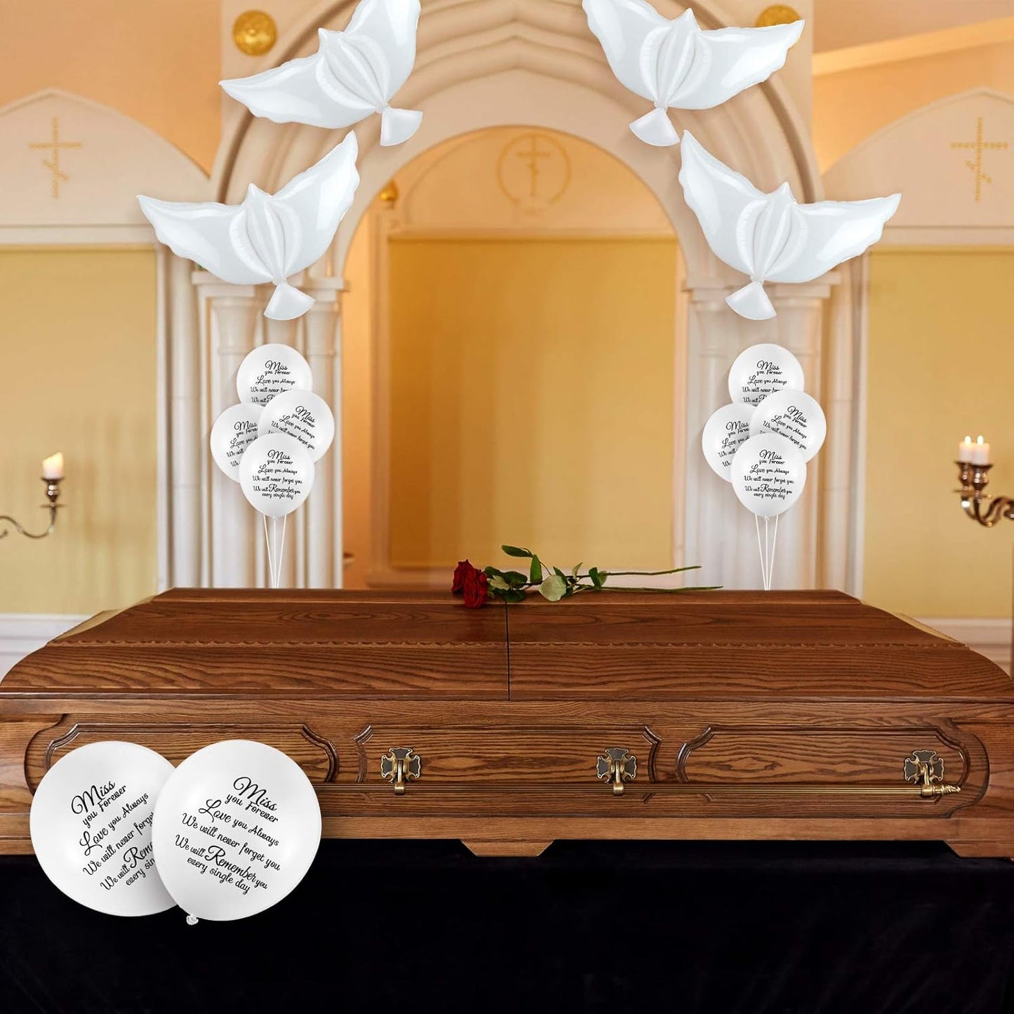 Skylety Memorial Balloons - 36 Pcs with 4 Peace Dove Balloons for Funerals & Remembrance (White)