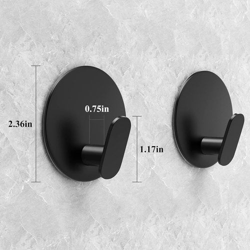 EAGMAK Towel Hooks - 4 Pack Adhesive SUS305 Stainless Steel Round Wall Hooks for Bathroom & Kitchen