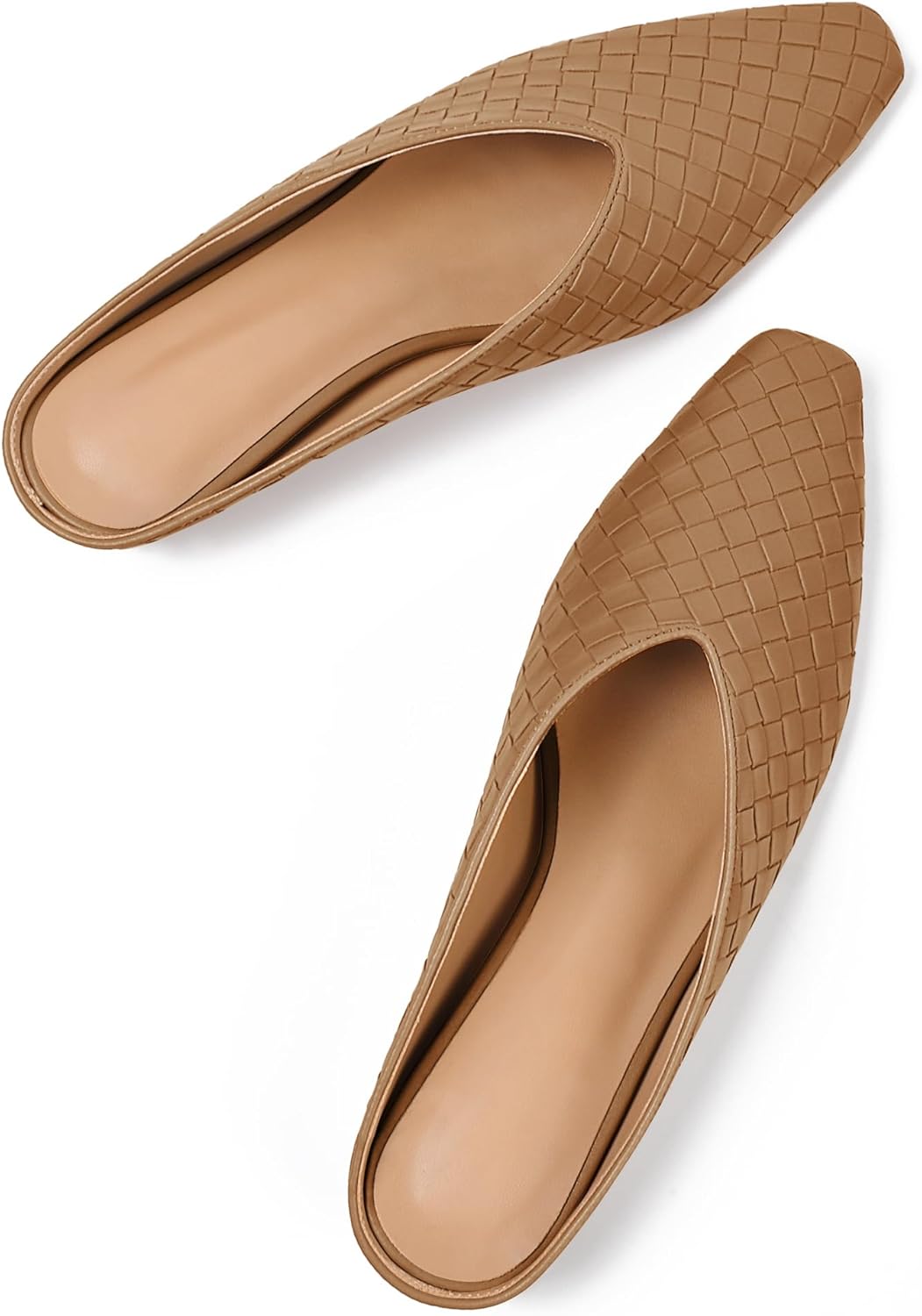 Woven Mules for Women Slip on Comfortabke Metallic Slides Ladies Trendy Square Toe Hidden Wedge Mules