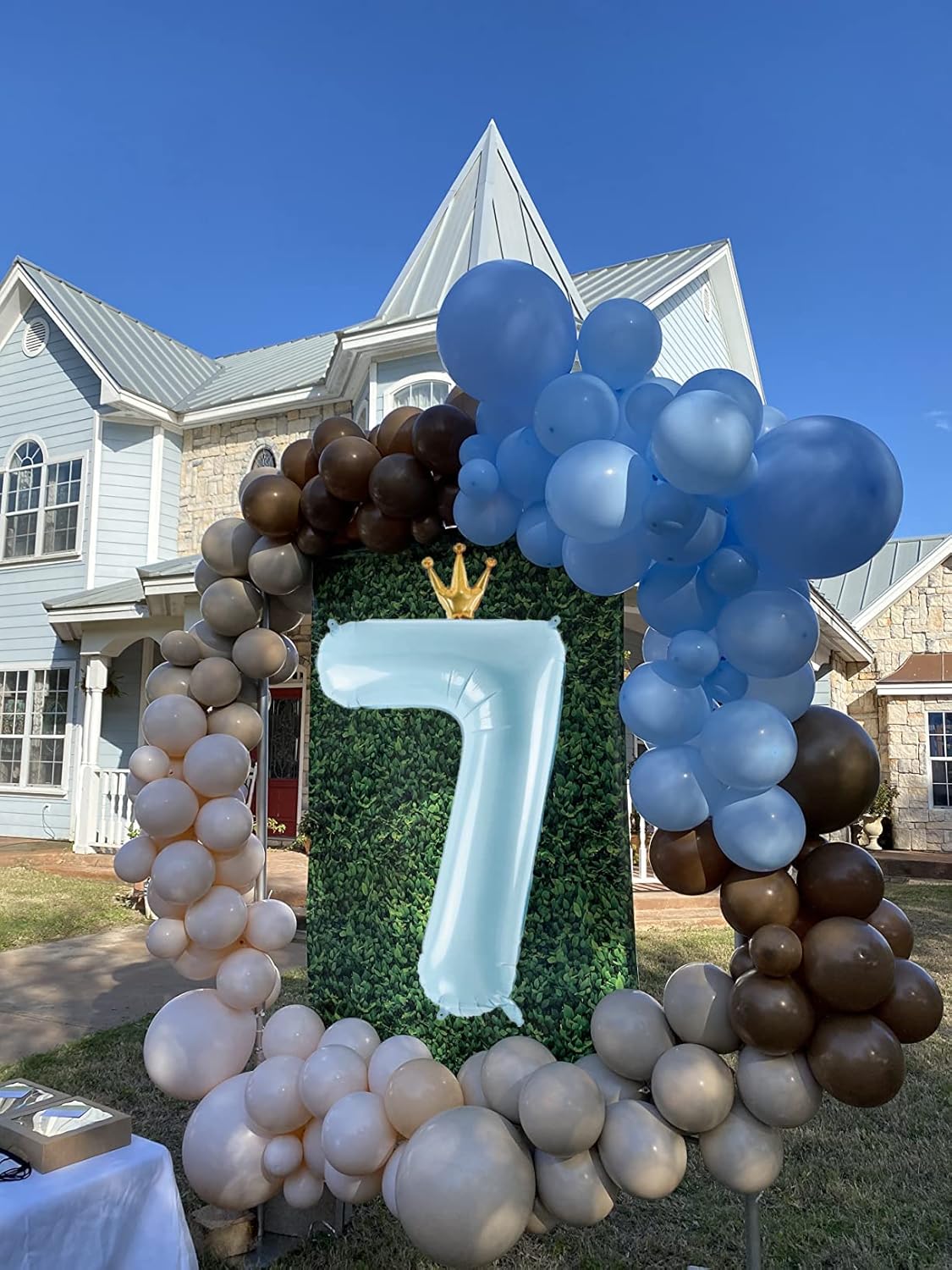 Number 7 Balloon - Large 40-Inch Crown Balloon for 7th Birthday Party Decorations | Blue