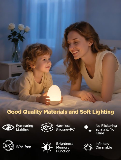 FNMYCO Egg Light for Nursery, 256 RGB Baby Night Light, Rechargeable Night Light for Kids, Portable Small Cordless Bedside Lamp for Girl/Boy/Toddler/Bedroom