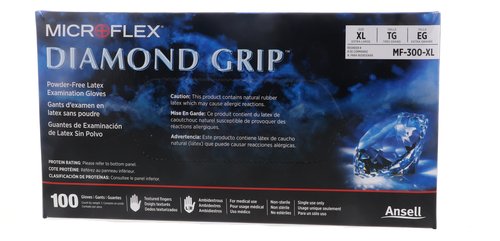 Ansell MICROFLEX Diamond Grip MF-300 Exam Standard Gloves - Size XL, Natural (Bundle of 200)