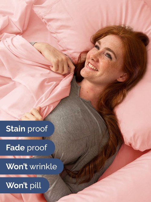 Extra Deep Twin Sheet Set - 4 Piece Breathable and Cooling Sheets - Hotel Luxury Bedding for Women, Men, Kids & Teens - Easy Secure Fit - Soft, Wrinkle Free and Comfy - Extra Deep Pockets - Baby Pink