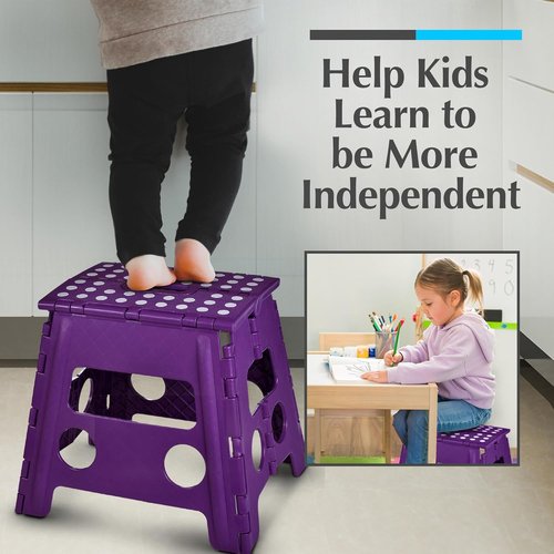 Handy Laundry Folding Step Stool - 13 Inch Sturdy Plastic, Non-Slip & Portable for Adults & Kids - Purple