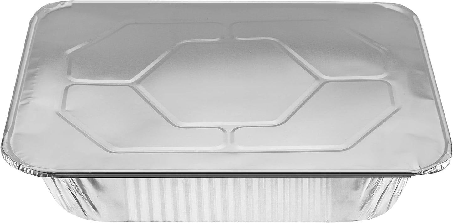 NYHI 9x13 Aluminum Pans With Lids - Disposable Half Size Foil Pans for Catering & Baking | 10 Pack