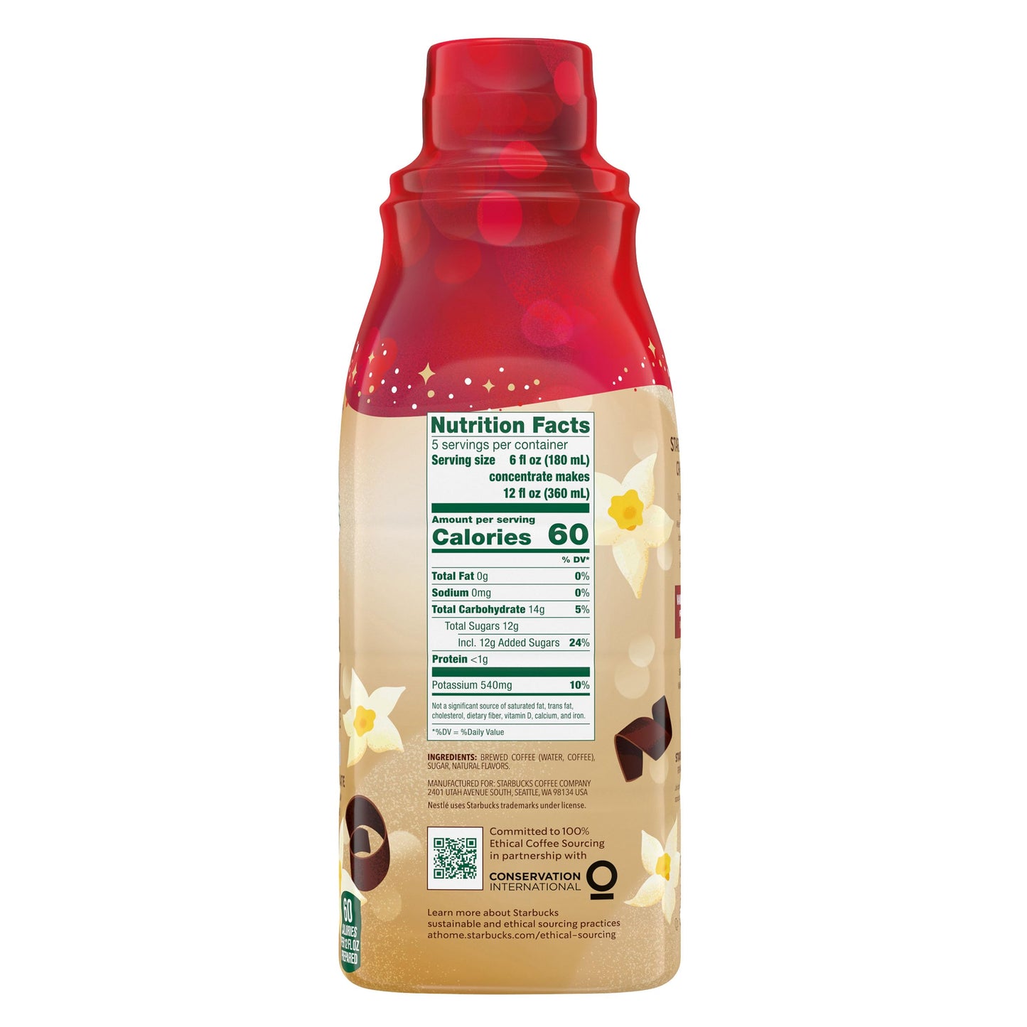 Starbucks Cold Brew Coffee Concentrate, Flavored Sweetened Vanilla & Chocolate Inspired by Irish Cream, Multi-Serve Bottle (32 fl oz)