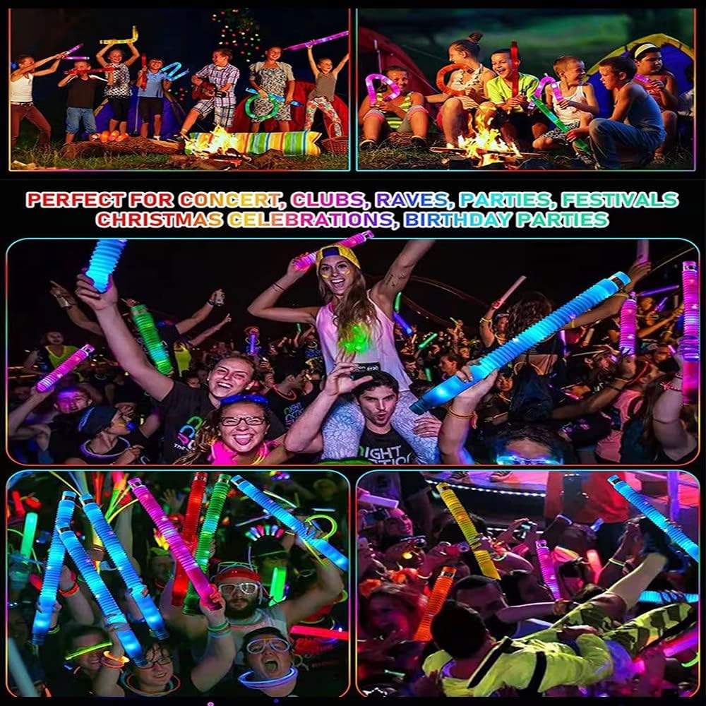 Skiennix Glow Necklaces & Bracelets - 6PCS Multicolor Light-Up Party Favors for Kids & Adults