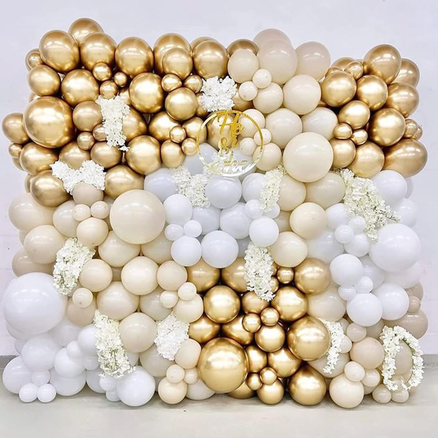 PartyWoo White & Gold Balloons - 140-Piece Pack with 18", 12", 10", & 5" Sizes for Birthday & Party Decor
