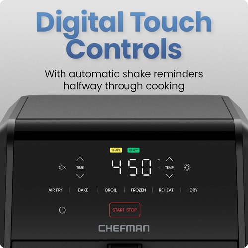 Chefman Air Fryer - TurboFry 7-Qt 6-in-1 High-Powered Cooking for Crispier Results - Black