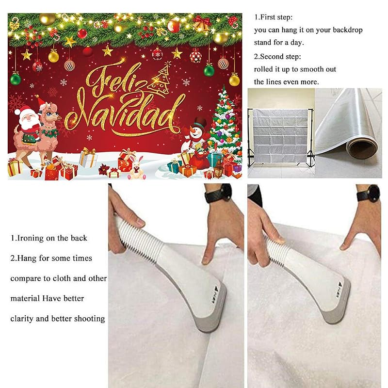 10x8FT Feliz Navidad Christmas Backdrop Banner - CINRAY Vinyl Photo Backdrop