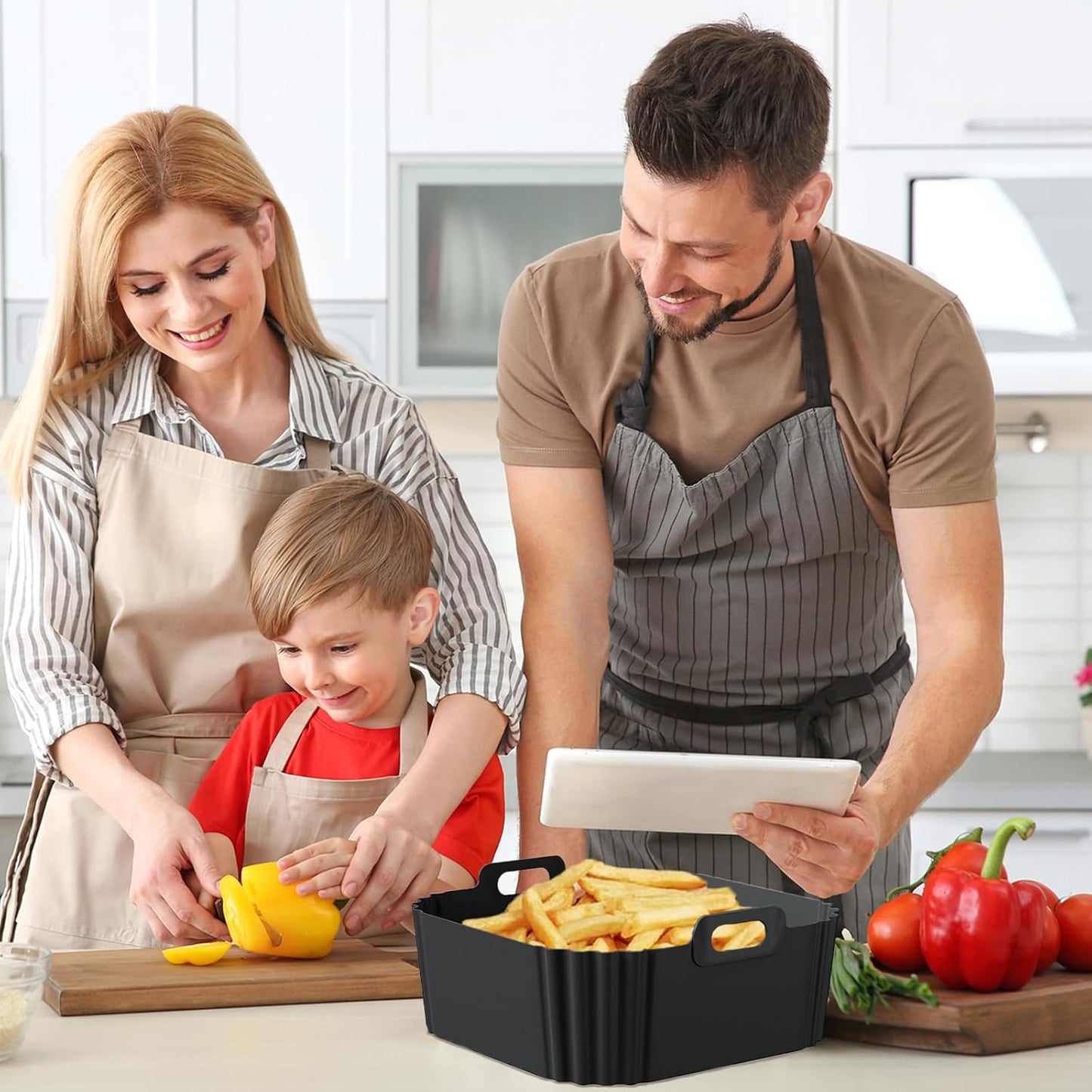 Ninja Silicone Air Fryer Liners - Reusable 8.8-Inch Square Basket for 5-8QT Air Fryers | 2-Pack